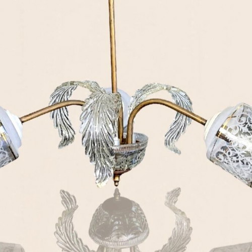 Vintage brass 3-light ceiling lamp Venetian style, like new
