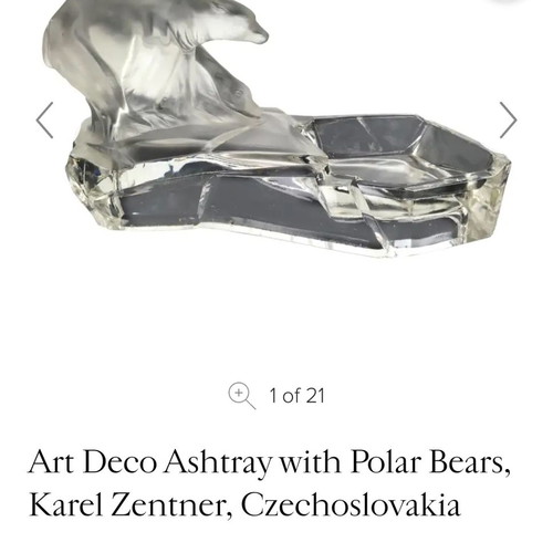 Polar Bears Art Deco ashtray like new, Karel Zentner, Feigl & Morawetz 1930