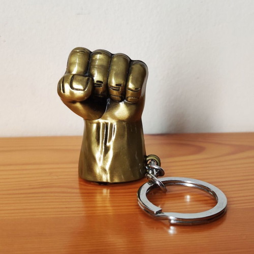 The Incredible Hulk Fist bronze and gold metal keychain Marvel collectible