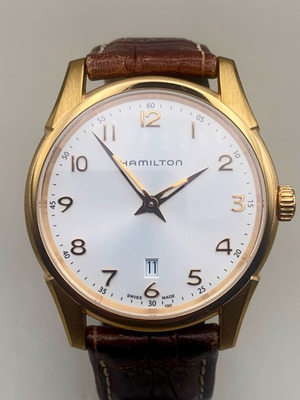 Hamilton Jazzmaster Thinline μεταχειρισμένο ανδρικό ρολόι με καφέ δερμάτινο λουράκι