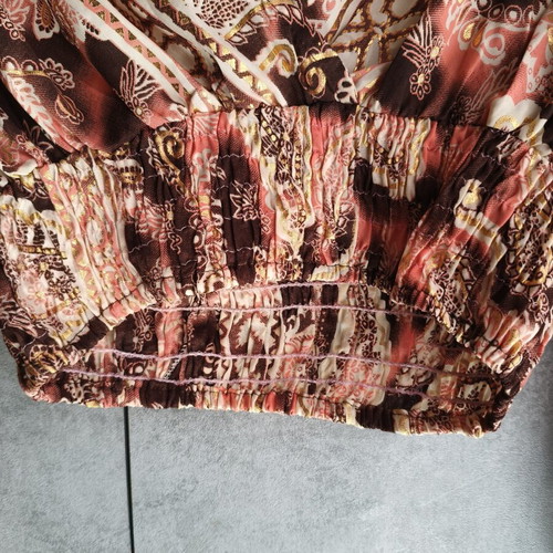 Salmon Crop Top and Pants Set new, colorful paisley print