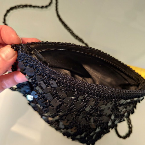 Vintage black evening crossbody bag with sequins like new