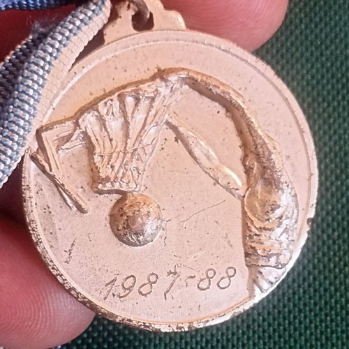 Vintage Basketball Medal silver-toned, Peloponnese Men's Championship 1987-1988