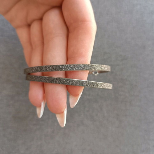 Silver hoop earrings with black/grey glitter like new, stainless steel