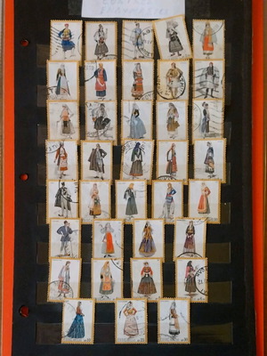 Stamps series National Costumes 1974 like new, 36 pieces