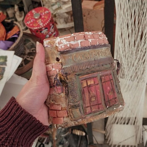 Decorative handmade tile like new with clay details