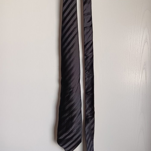 Tie set with cufflinks and handkerchief, new, black satin