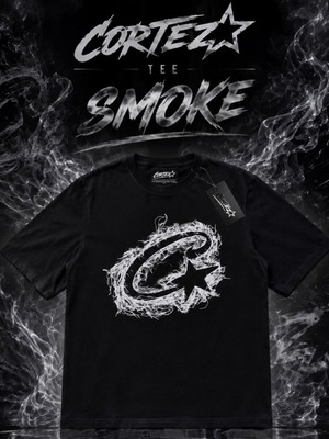 Cortez Tee Smoke logo T-shirt, black and white, size M