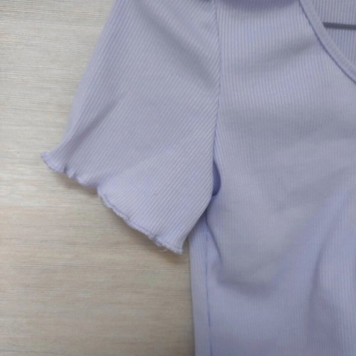 Brand New - Crop top ribbed short sleeve cute cardigan v-neck frills / κοντομάνικο τοπ κουμπιά