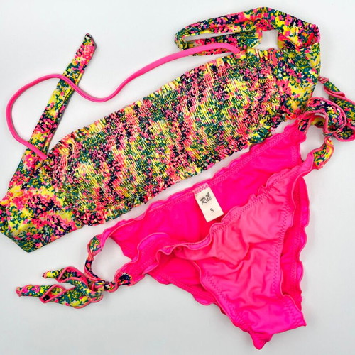 Rae bikini swimsuit like new, fuchsia printed