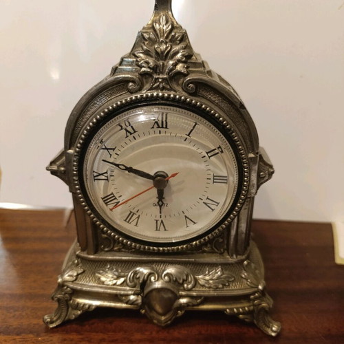 Vintage Quartz Table Clock used, classic style with ornate decoration