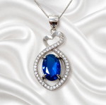 Handmade Gianniotiko Necklace 925 Silver with Sapphire and Zircon