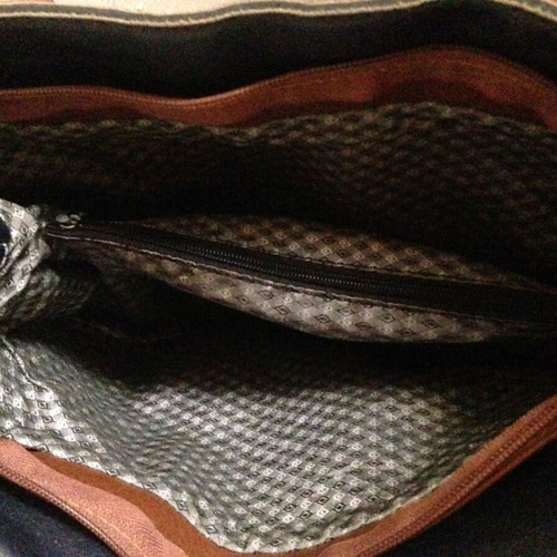 Women's crossbody bag blue with brown details used