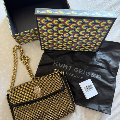 Kurt Geiger shoulder bag new, gold with rhinestones
