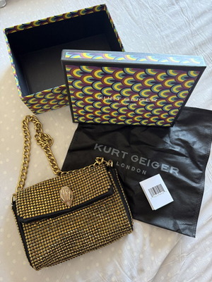 Kurt Geiger shoulder bag new, gold with rhinestones