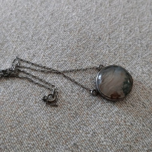 Silver 925 necklace used with natural Dendritic Agate 21mm