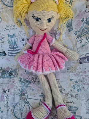 Handmade doll like new, height 45 cm