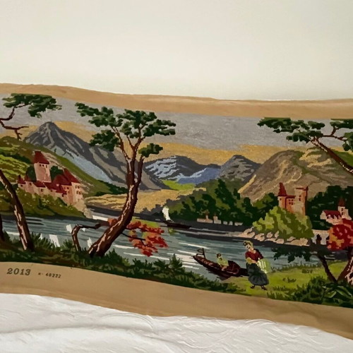 Handmade embroidered landscape painting like new
