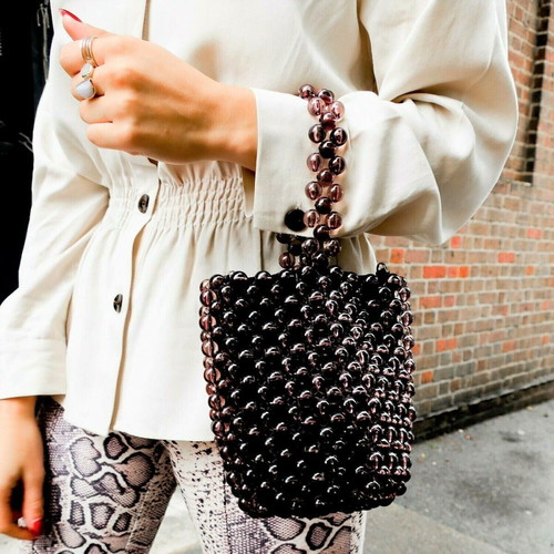 Beaded bag 16x20 new, purple color