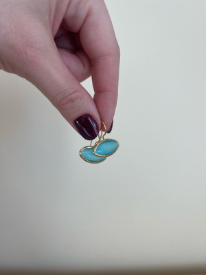 Σκουλαρίκια χειροποίητα καινούργια, τιρκουάζ και χρυσαφί