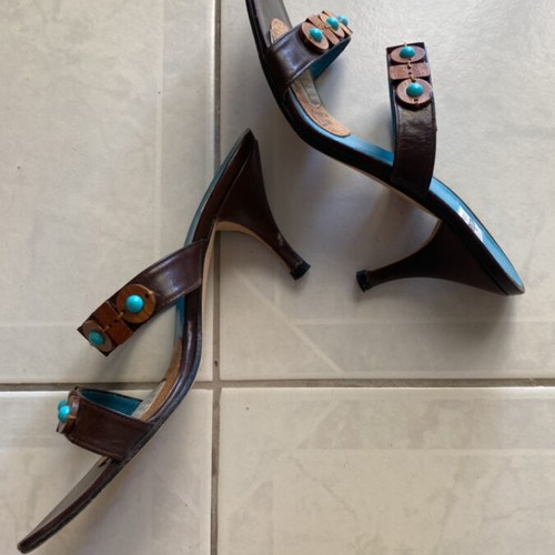 Leather sandal brown like new, size 37, with anti-slip insoles