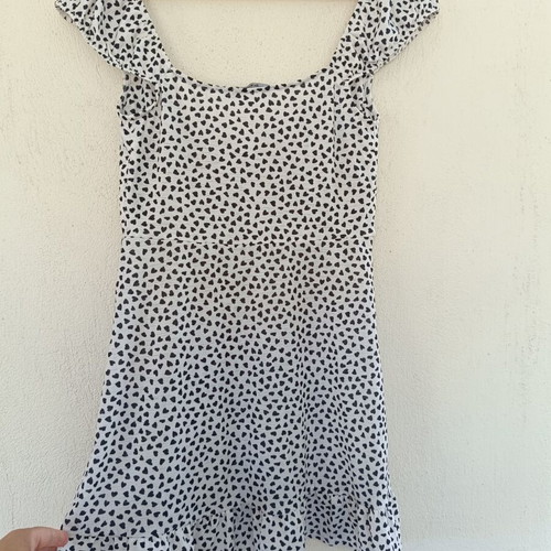 Bershka mini dress medium, black and white heart print, like new