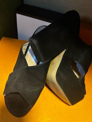 Mules Fashion Icon size 38 black, like new, thick heel
