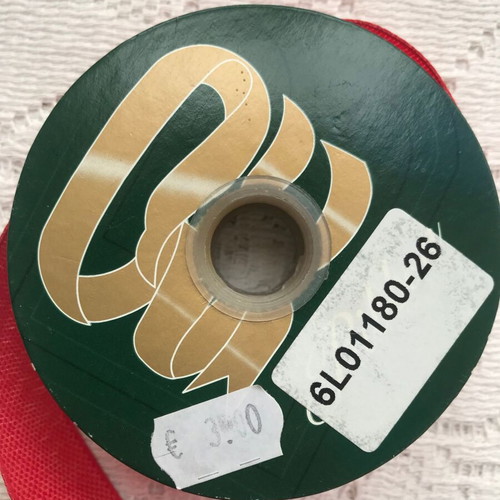Gift wrapping ribbon red 2.5cm wide on spool, like new
