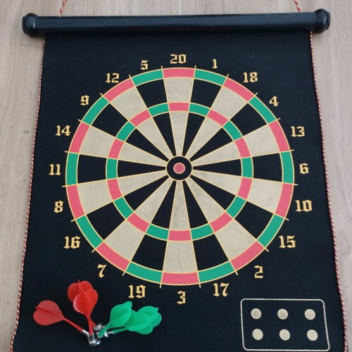 Magnetic double-sided dartboard like new