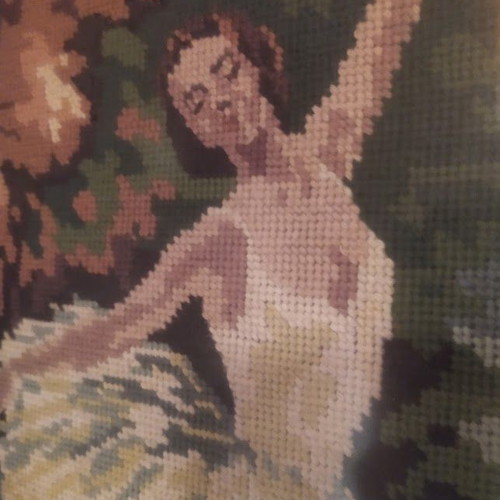 Wall frame with handmade embroidery ballerina, like new, 63x52 cm