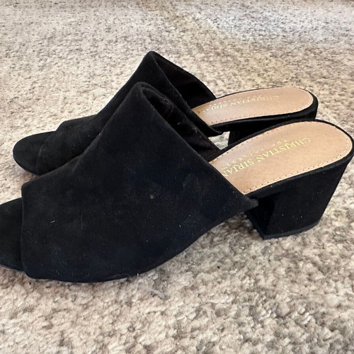 Christian Siriano women's mules like new, black faux suede, size 39