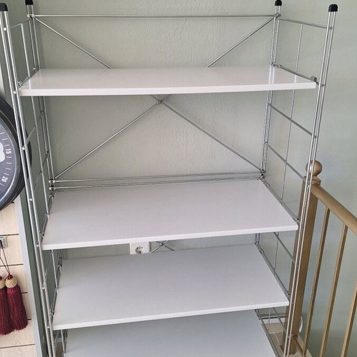 Metal shelf with 4 adjustable shelves, new, soft gray lacquer color