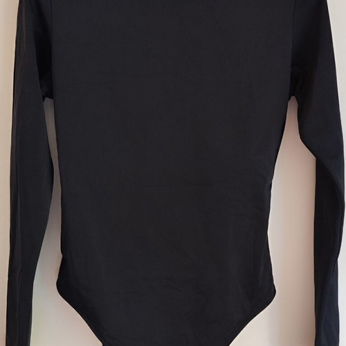 BDTK Bodytalk black one-piece swimsuit long sleeve with turtleneck and open back new