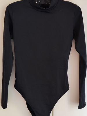 BDTK Bodytalk black one-piece swimsuit long sleeve with turtleneck and open back new