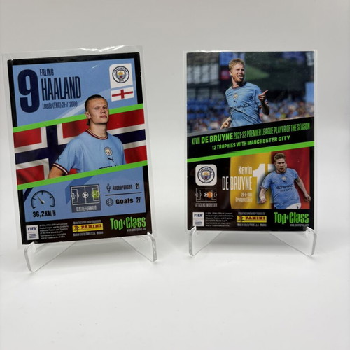 Erling Haaland x Kevin De Bruyne Panini Top Class trading cards used