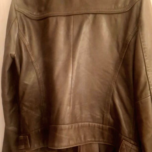 DKNY Jeans leather women's jacket, brown and green