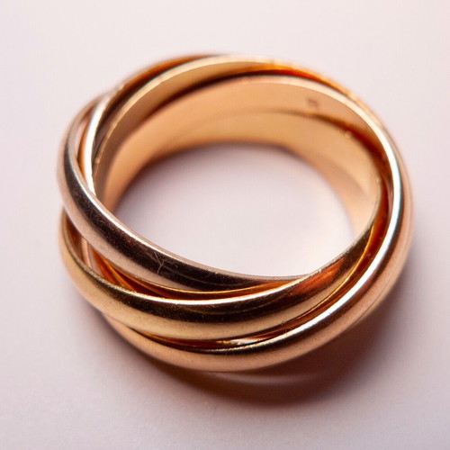 Les Must de Cartier 5-Band 18K Gold Trinity Ring Rose, White, Yellow Size 50 EU 5 US Wedding Gift