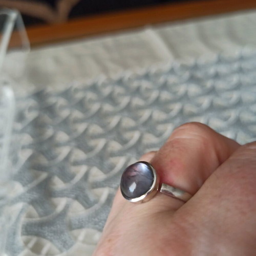 Silver ring with purple-blue iolite stone like new