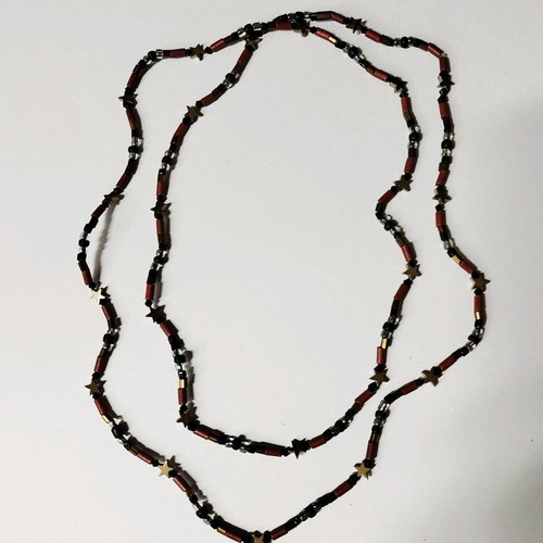 Handmade necklace with ceramic beads and hematite star accents, new