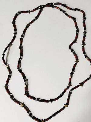 Handmade necklace with ceramic beads and hematite star accents, new