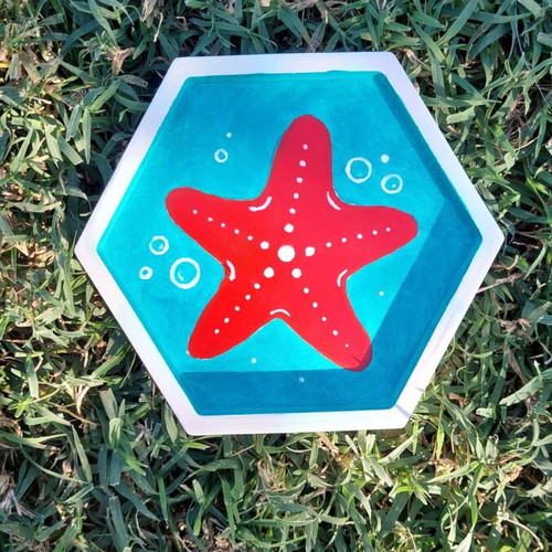 Handmade painted plaster coaster