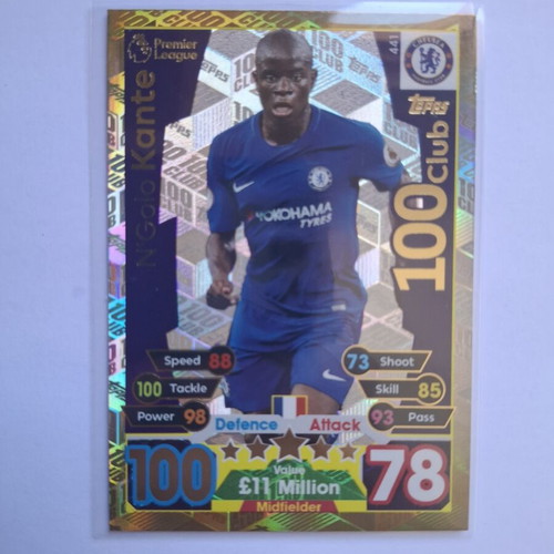 Topps Match Attax Premier League 2017-18 N'Golo Kanté 100 Club Card New