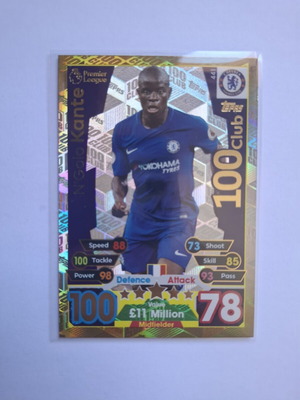 Topps Match Attax Premier League 2017-18 N'Golo Kanté 100 Club Card New