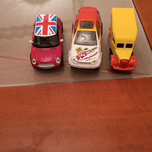 Toy vehicles used, fire trucks, cars, van
