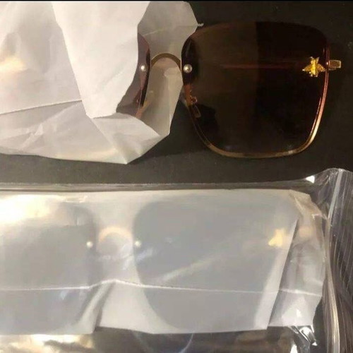Fashion Lady square sunglasses new, brown gold with Natalia Oreiro CD gift