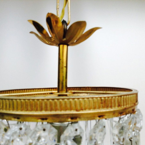 Brass ceiling light used with crystals