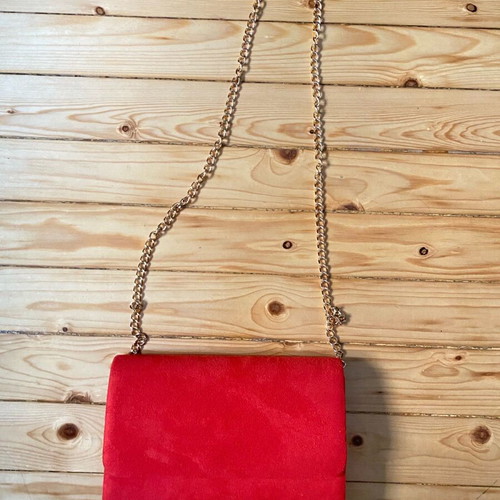 Carpisa velvet red bag like new with gold strap formal