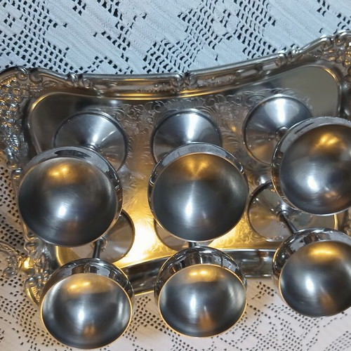 Vintage Twin Bird Japanese Liqueur Set with Tray and 6 Glasses
