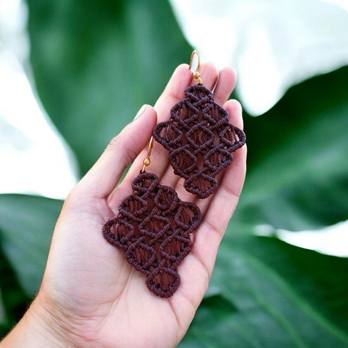 Handmade brown macrame earrings made to order