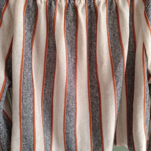 Zara crop top off shoulder used, striped, grey and beige